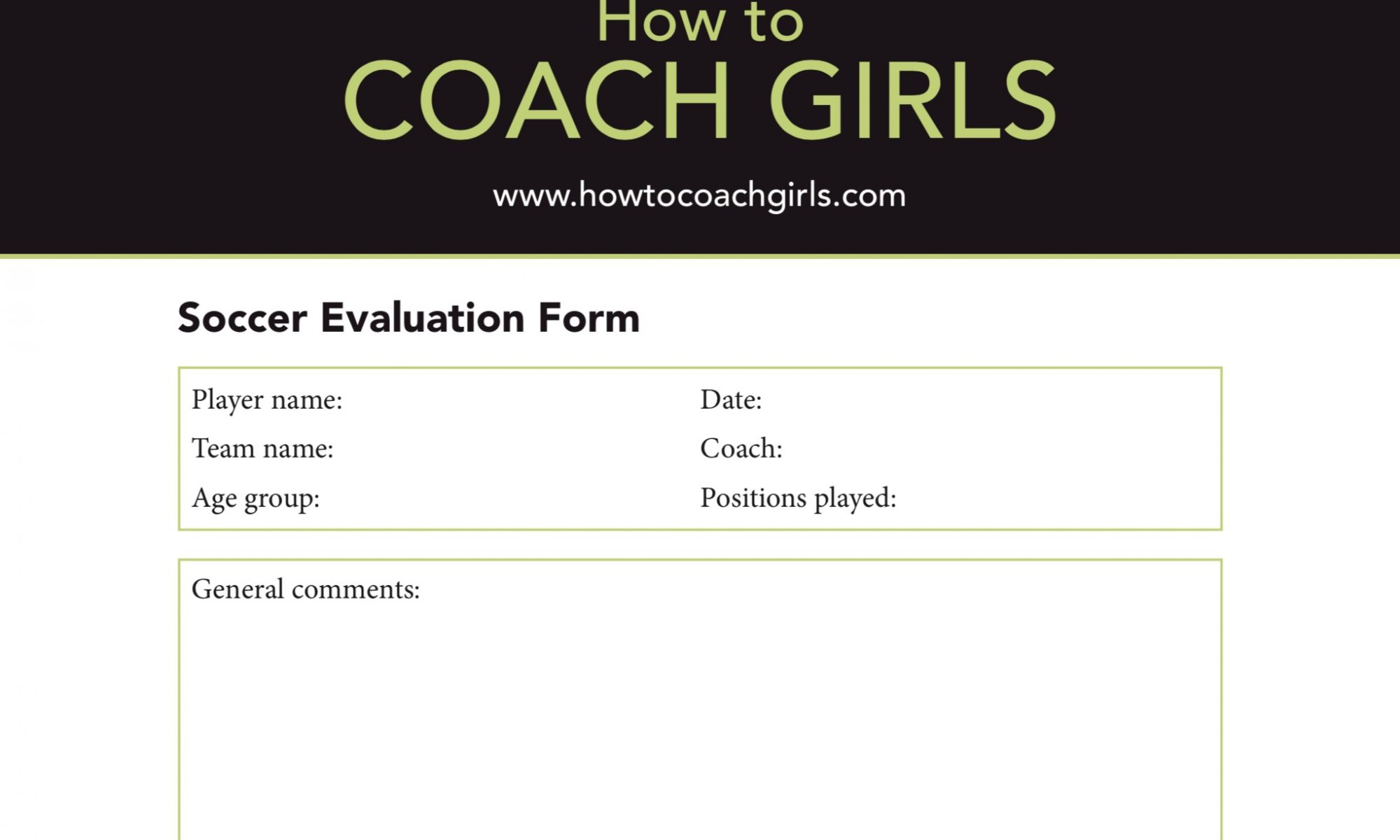 How To Coach Girls FREE Soccer Player Evaluation Form